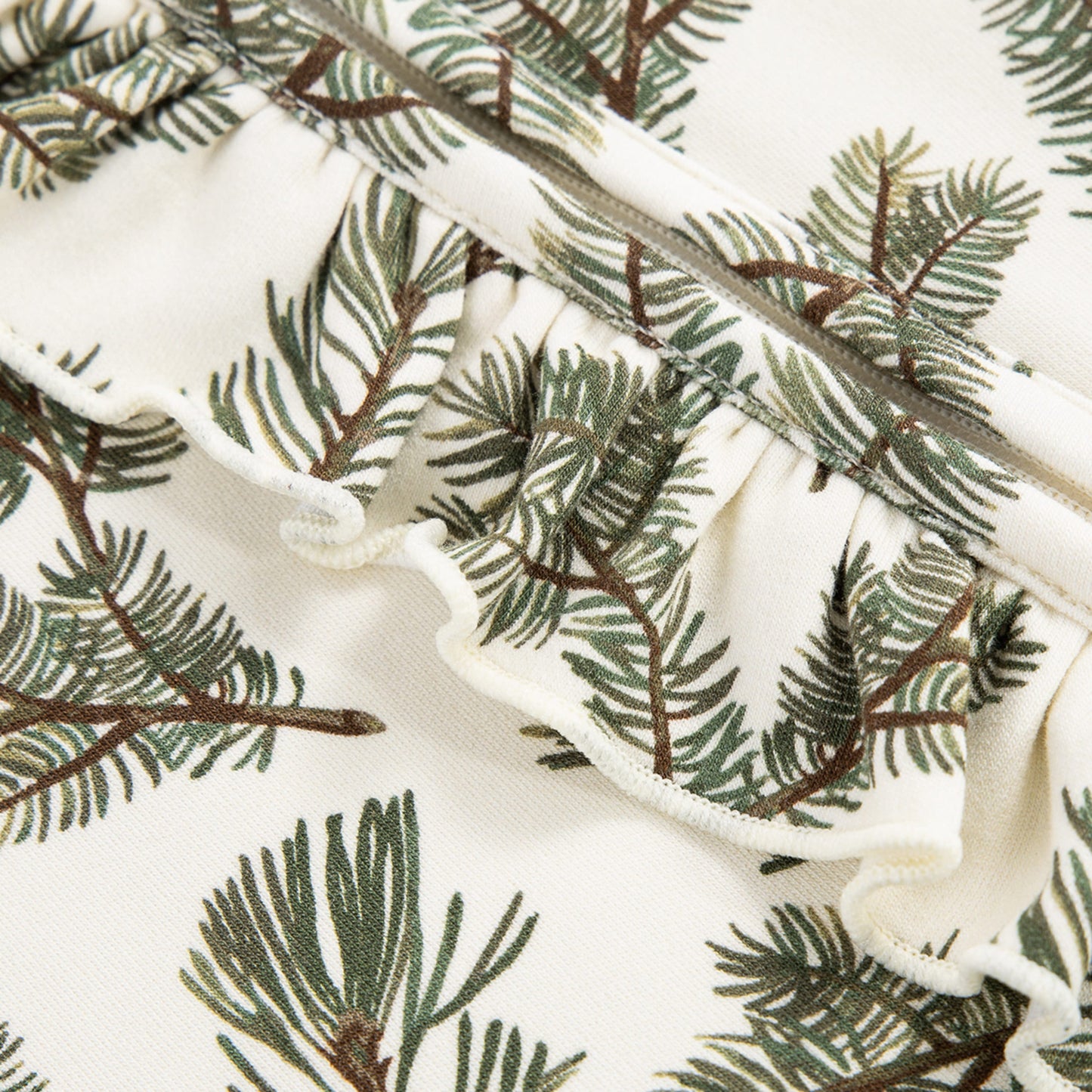 Pine Brushed Ruffle Footed Romper