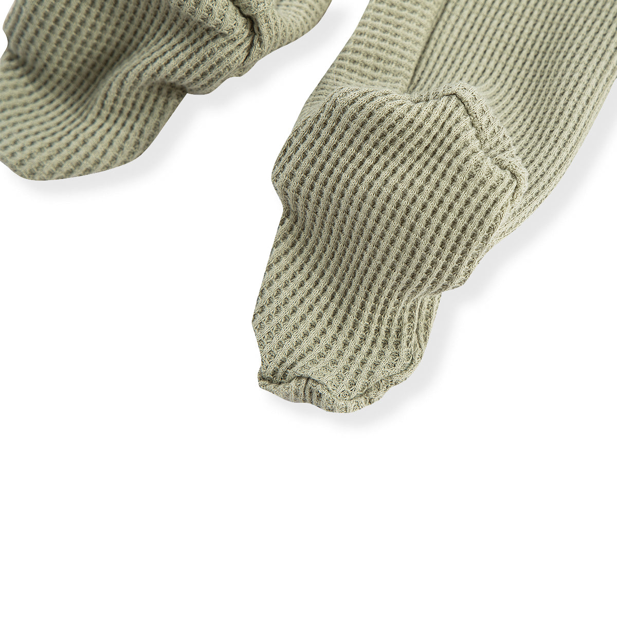 Tea Waffle Zipper Footed Romper
