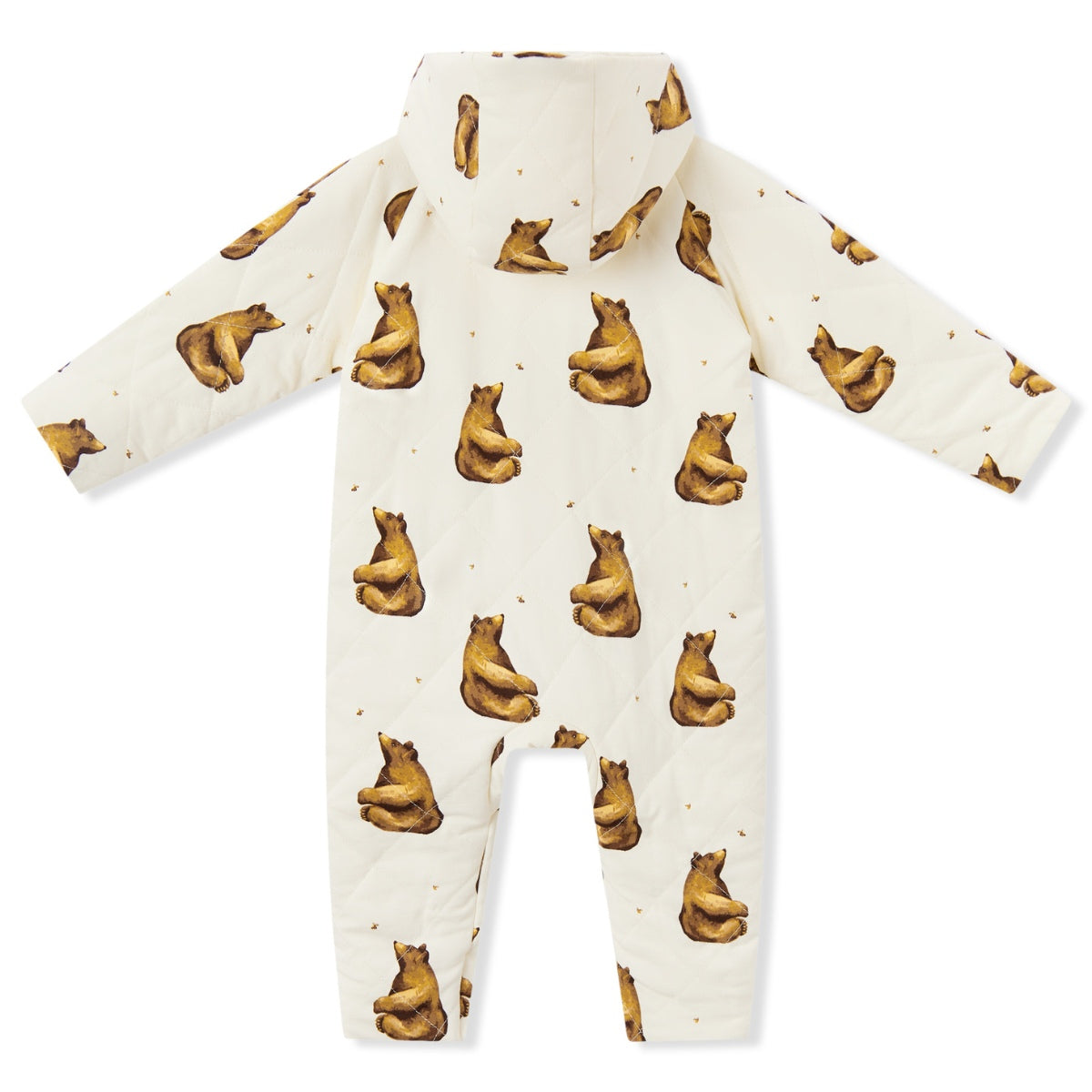 Honey Bear Reversible Waffle Knit Hooded Jumpsuit Reversed Back