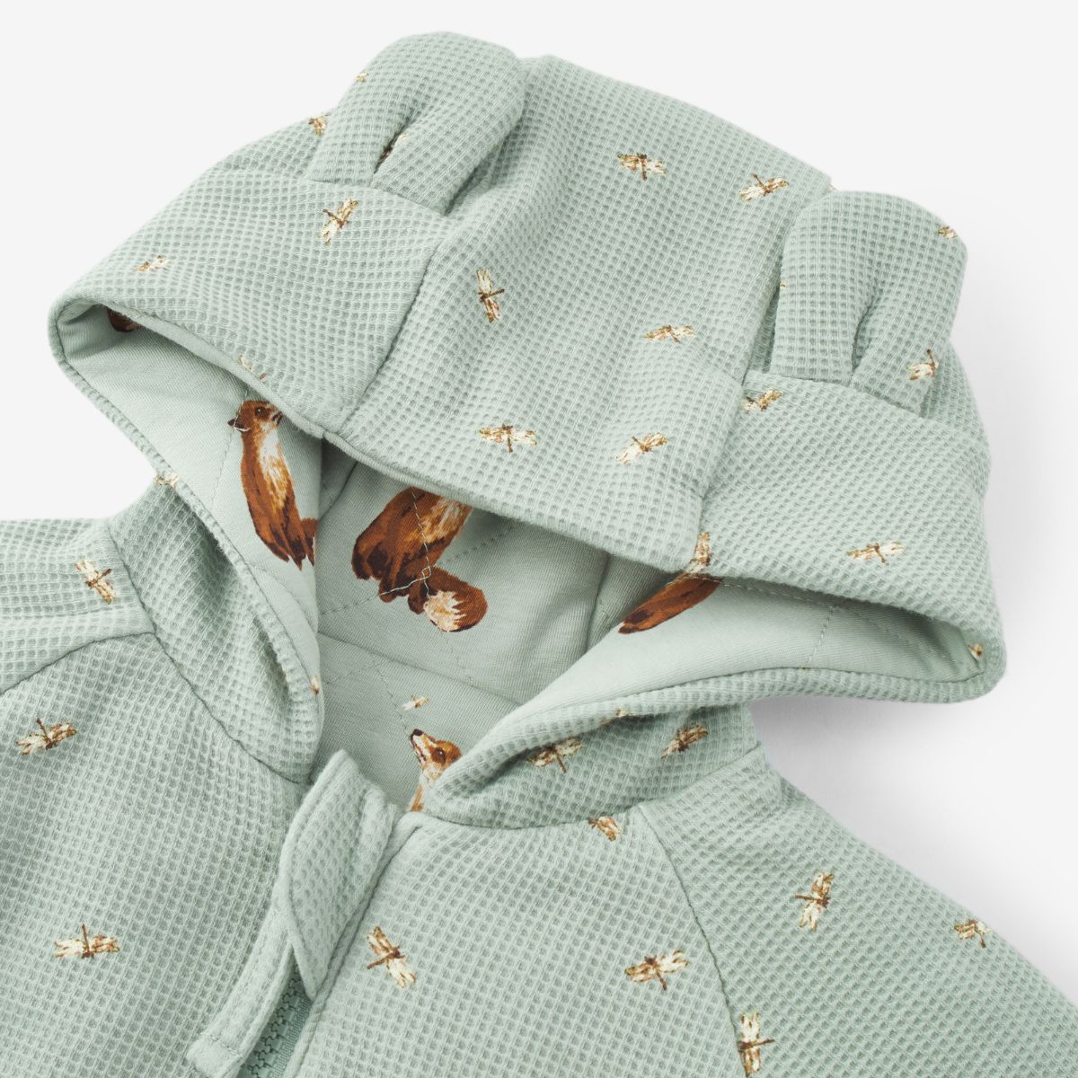 Dragonfly Reversible Waffle Knit Quilted Hooded Jumpsuit Hood