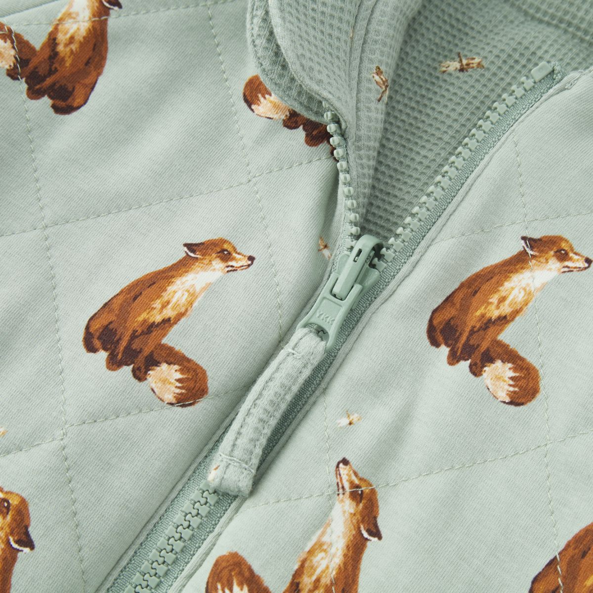 Fox Reversible Waffle Knit Quilted Hooded Jumpsuit Zipper