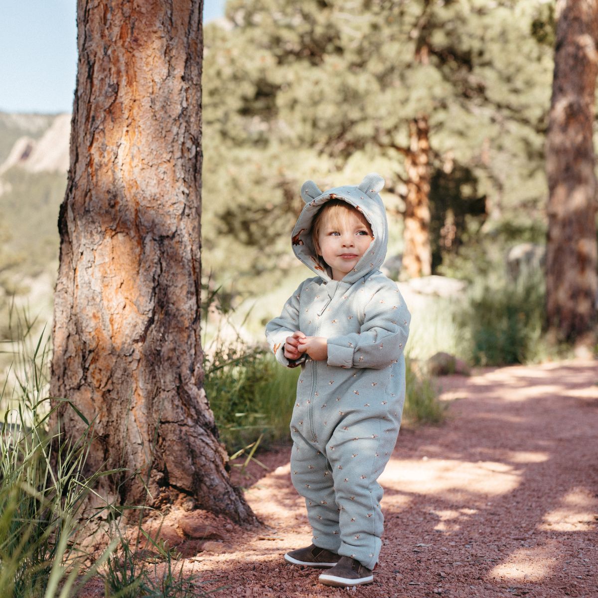Honey Bear Reversible Waffle Knit/Quilted Hooded Jumpsuit