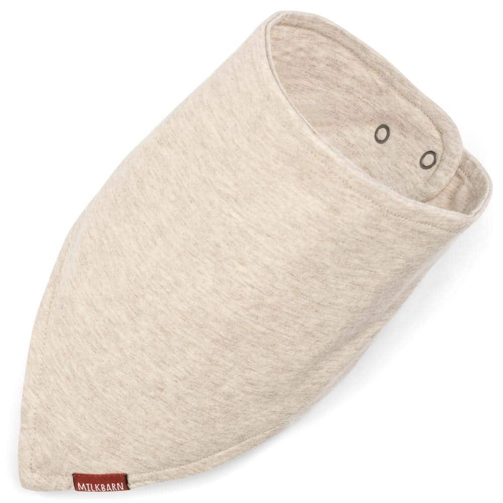 Milkbarn Kids Organic Baby Kerchief or Bandana Bib in the Heathered Oatmeal Fabric