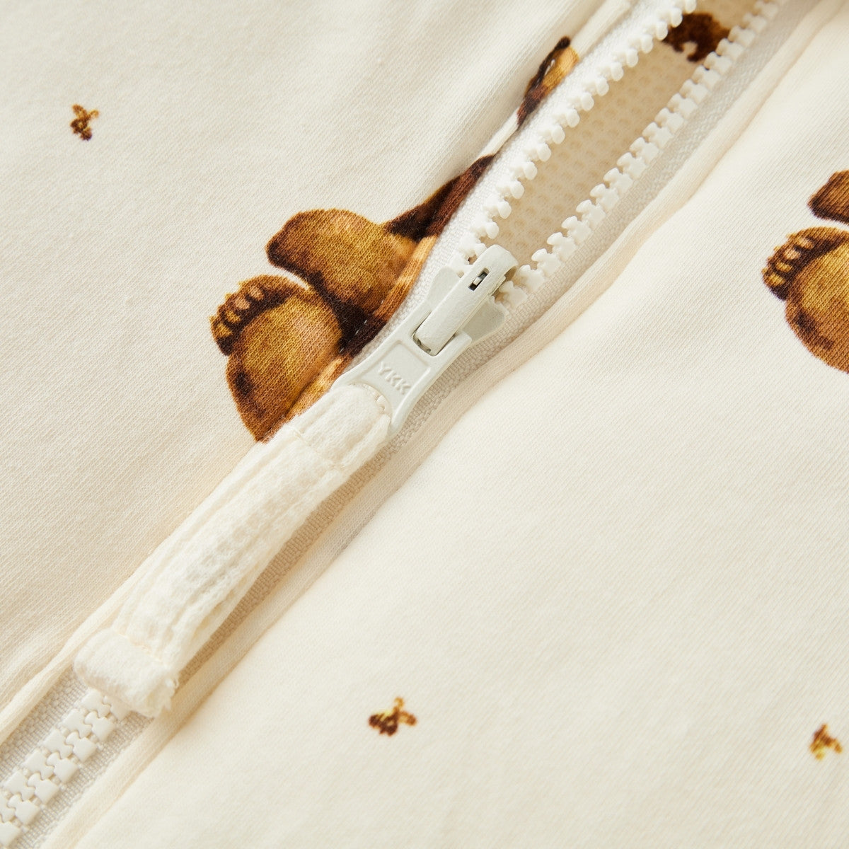 Big Honey Bear Reversible Waffle Knit Hooded Jacket Zipper Detail