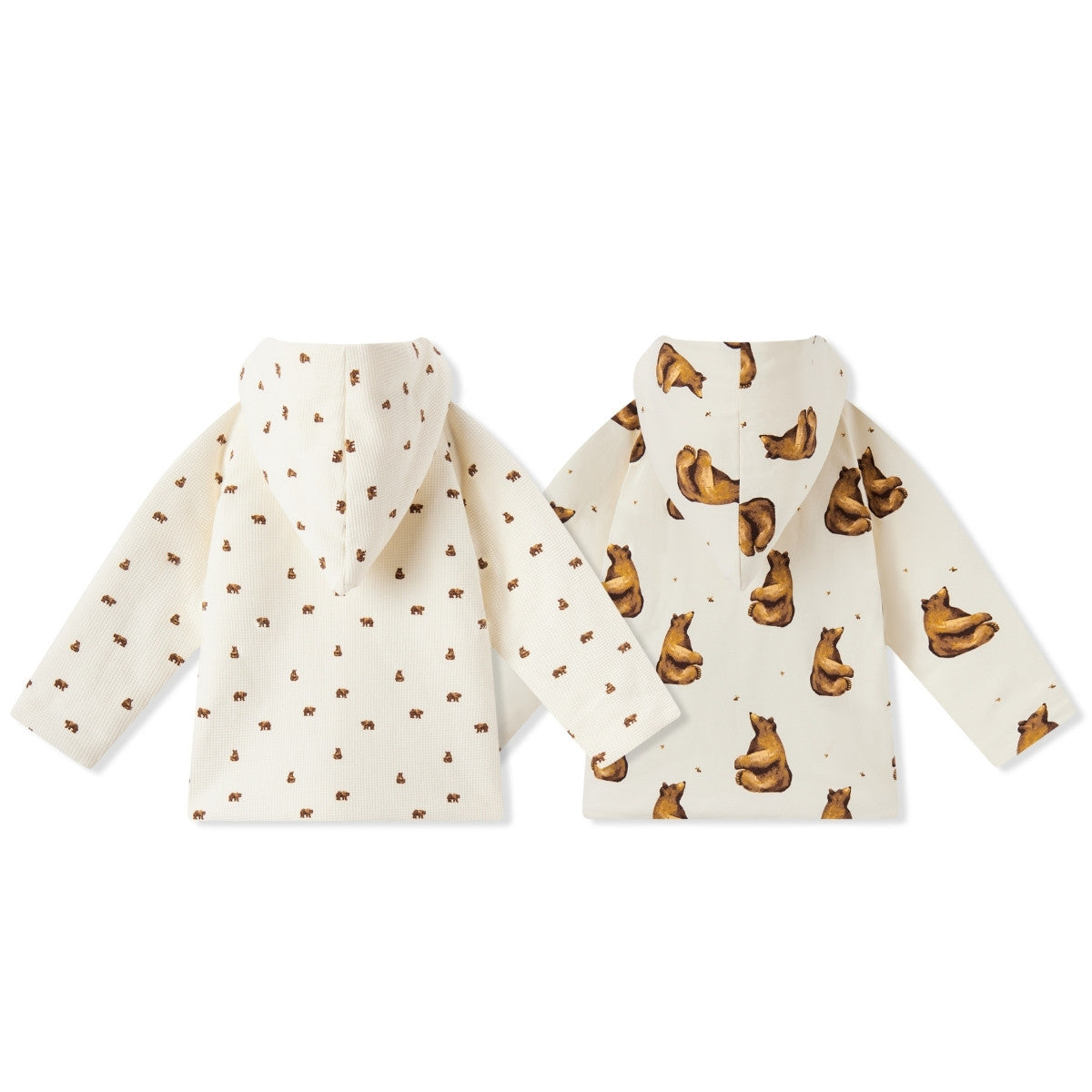 410137 - Honey Bear Reversible Waffle Knit Hooded Jacket Side by Side Back