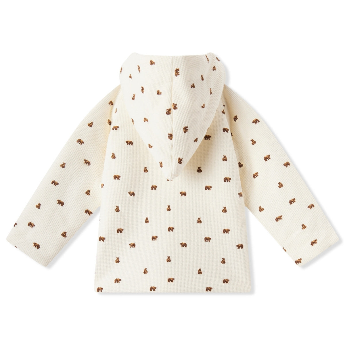 Little Honey Bear Reversible Waffle Knit Hooded Jacket Back