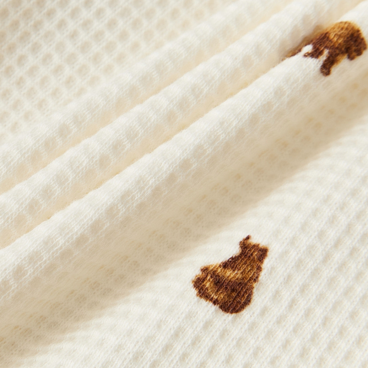 Little Honey Bear Reversible Waffle Knit Hooded Jacket Folded Fabric Detail