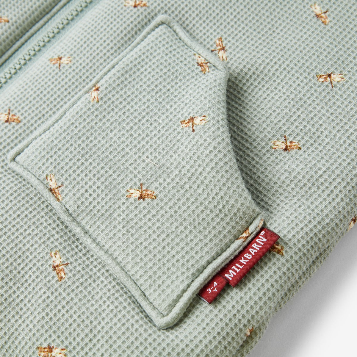 Dragonfly Reversible Waffle Knit Hooded Jacket Pocket Detail