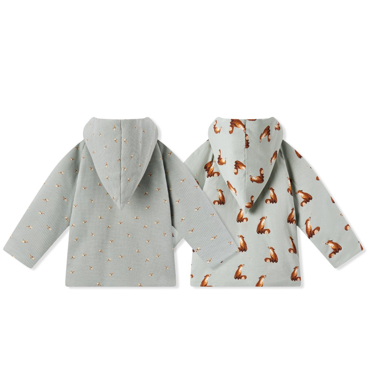 Fox Dragonfly Reversible Waffle Knit Hooded Jacket Side by Side Back