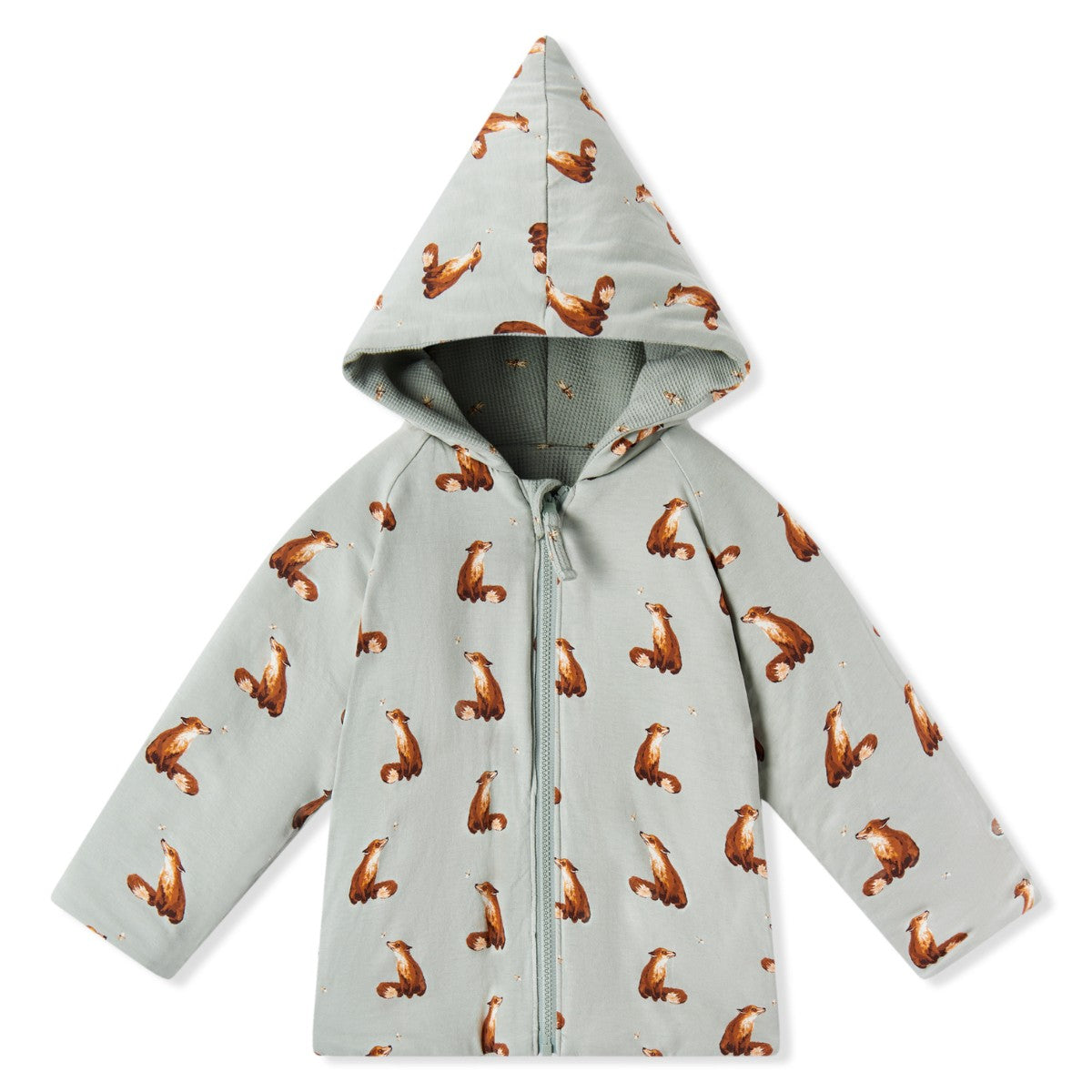 Fox Reversible Waffle Knit Hooded Jacket Front