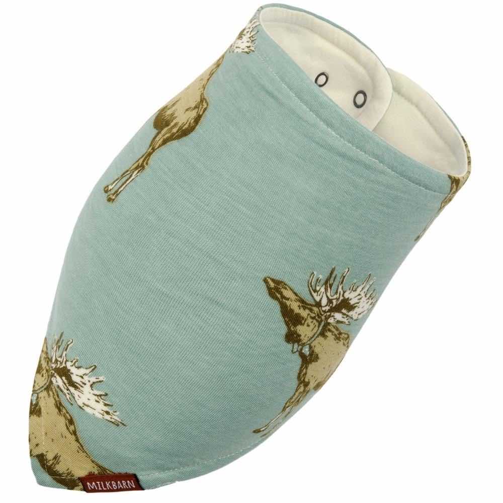 Bamboo Kerchief Bib in the Blue Moose Print by Milkbarn Kids