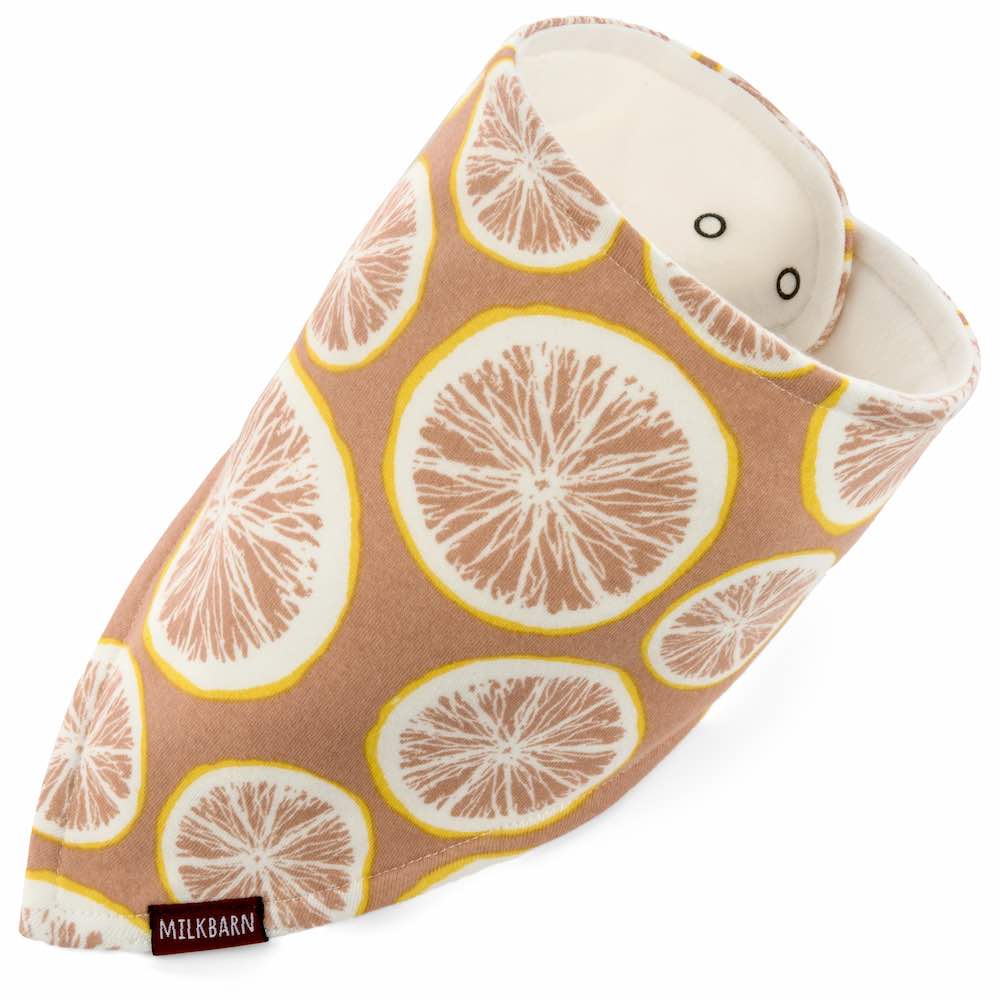 Milkbarn Kids Organic Baby Kerchief Bib or Bandana Bib in the Grapefruit Print