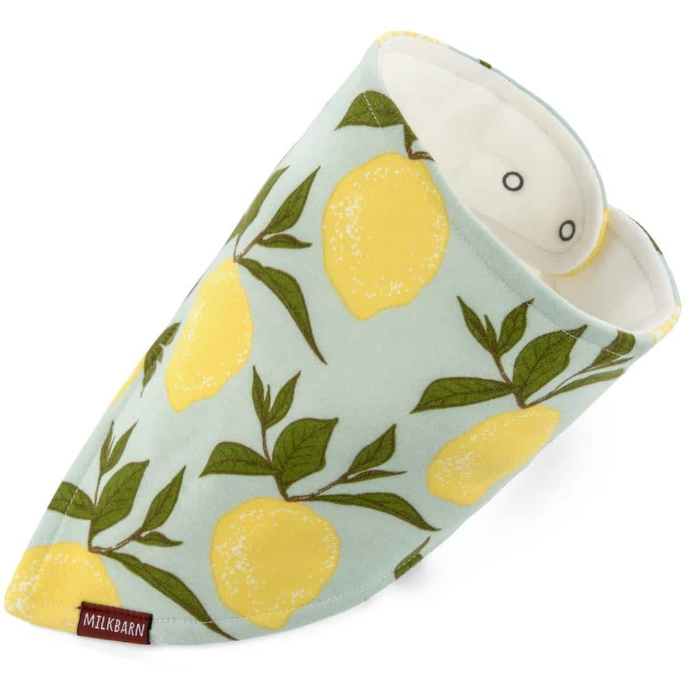 Milkbarn Kids Organic Baby Kerchief Bib or Bandana Bib in the Lemon Print
