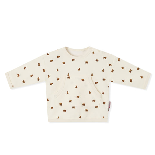 Little Bear Waffle Knit Printed Sweater