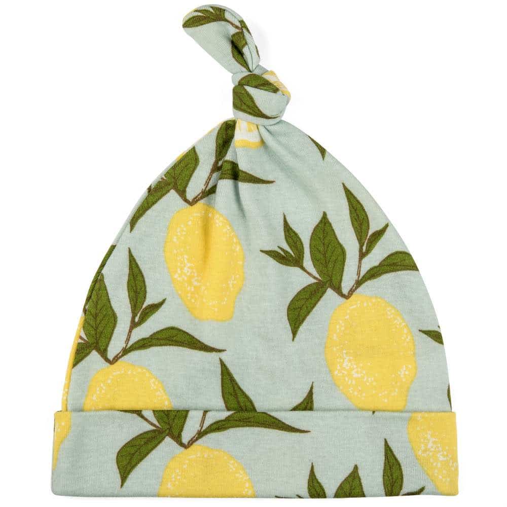 Milkbarn Kids Organic Knit Cotton Knotted Hat baby Accessories Hat in Lemon fabric Front