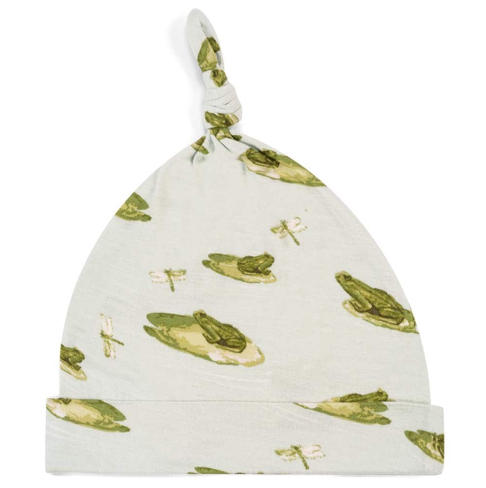 Bamboo Baby Knotted Hat or Beanie in the Leapfrog and Dragonfly Print by Milkbarn Kids