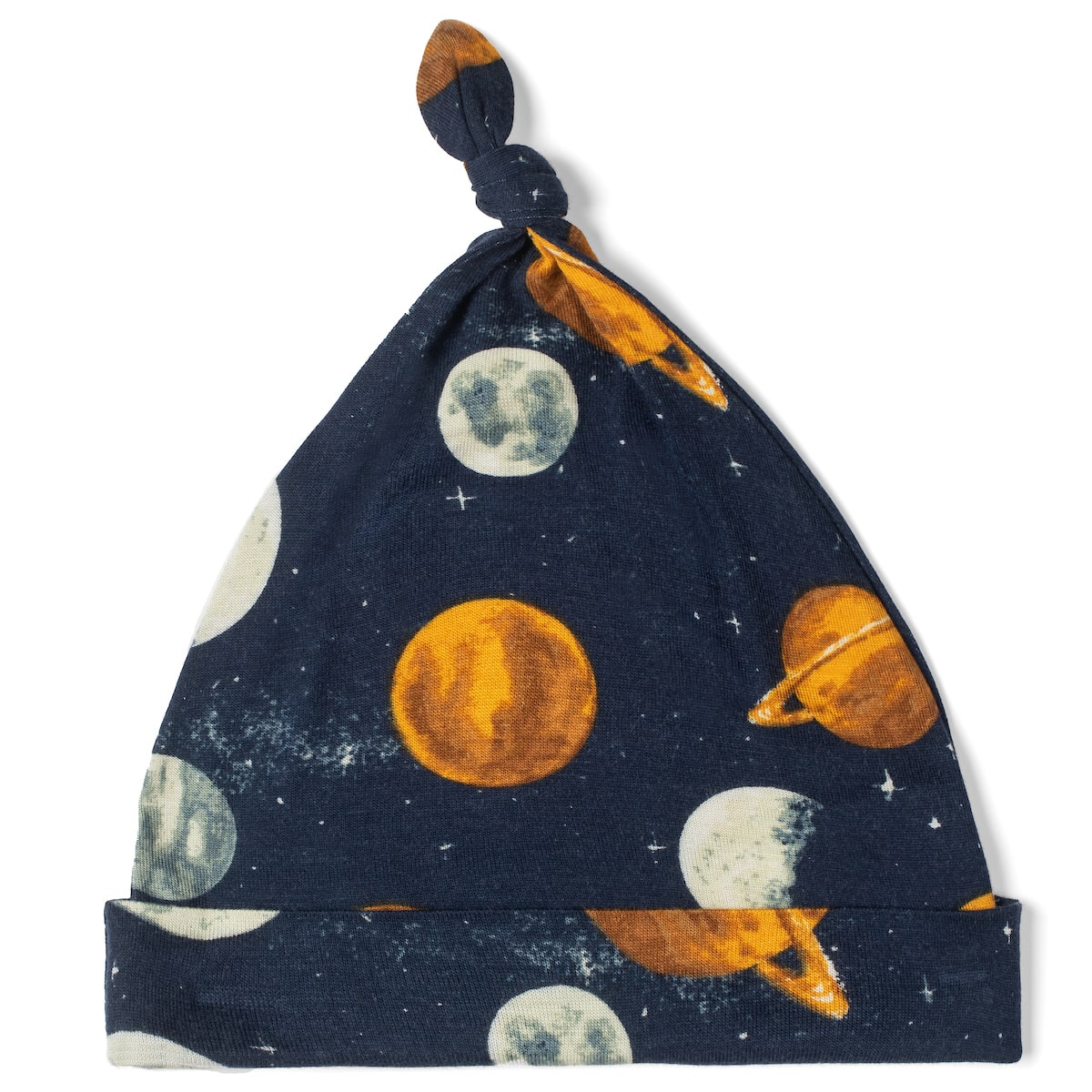 Milkbarn Kids Rayon from Bamboo Knotted Hat baby Accessories Hat in Planets fabric Front