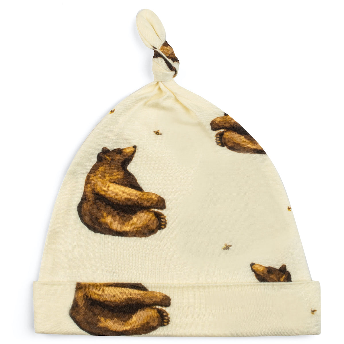 Milkbarn Kids Rayon from Bamboo Knotted Hat baby Accessories Hat in Honey Bear fabric Front