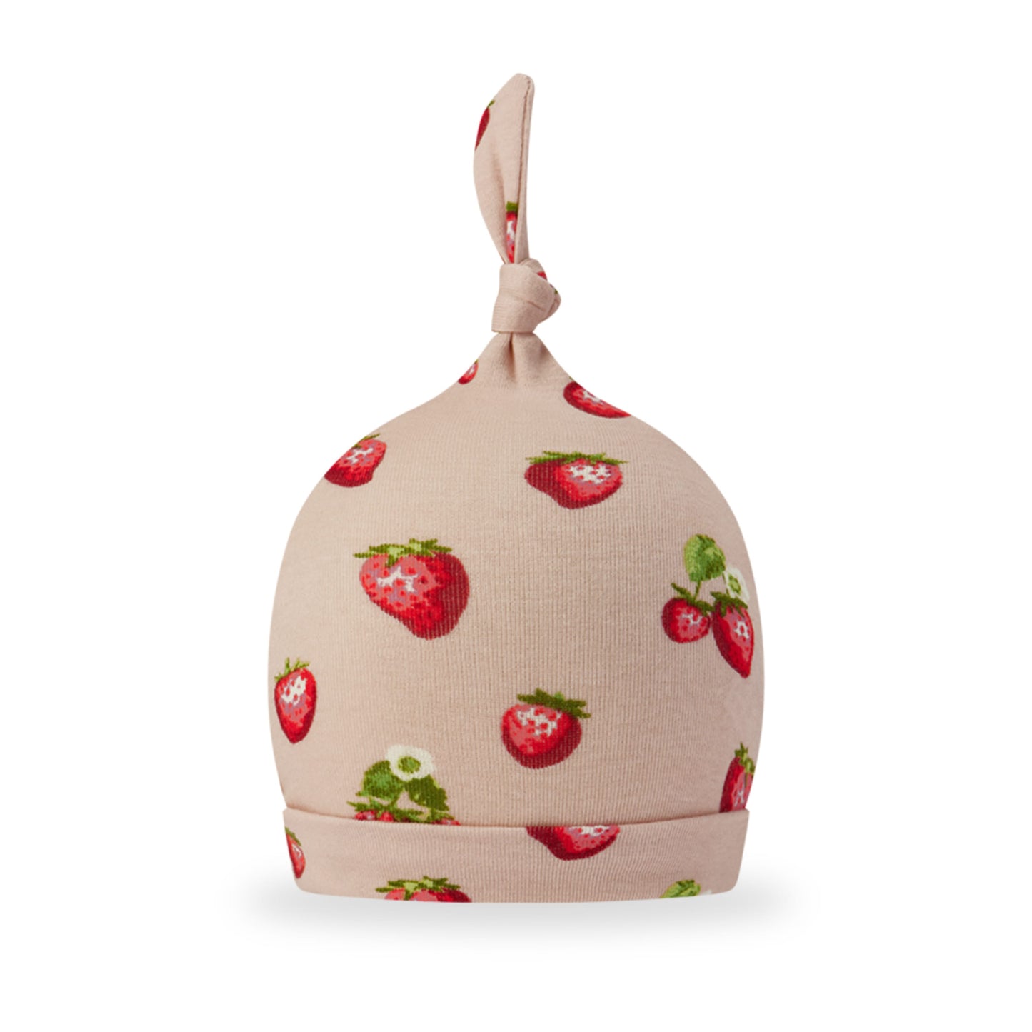 Strawberry Organic Cotton Knotted Beanie Hat