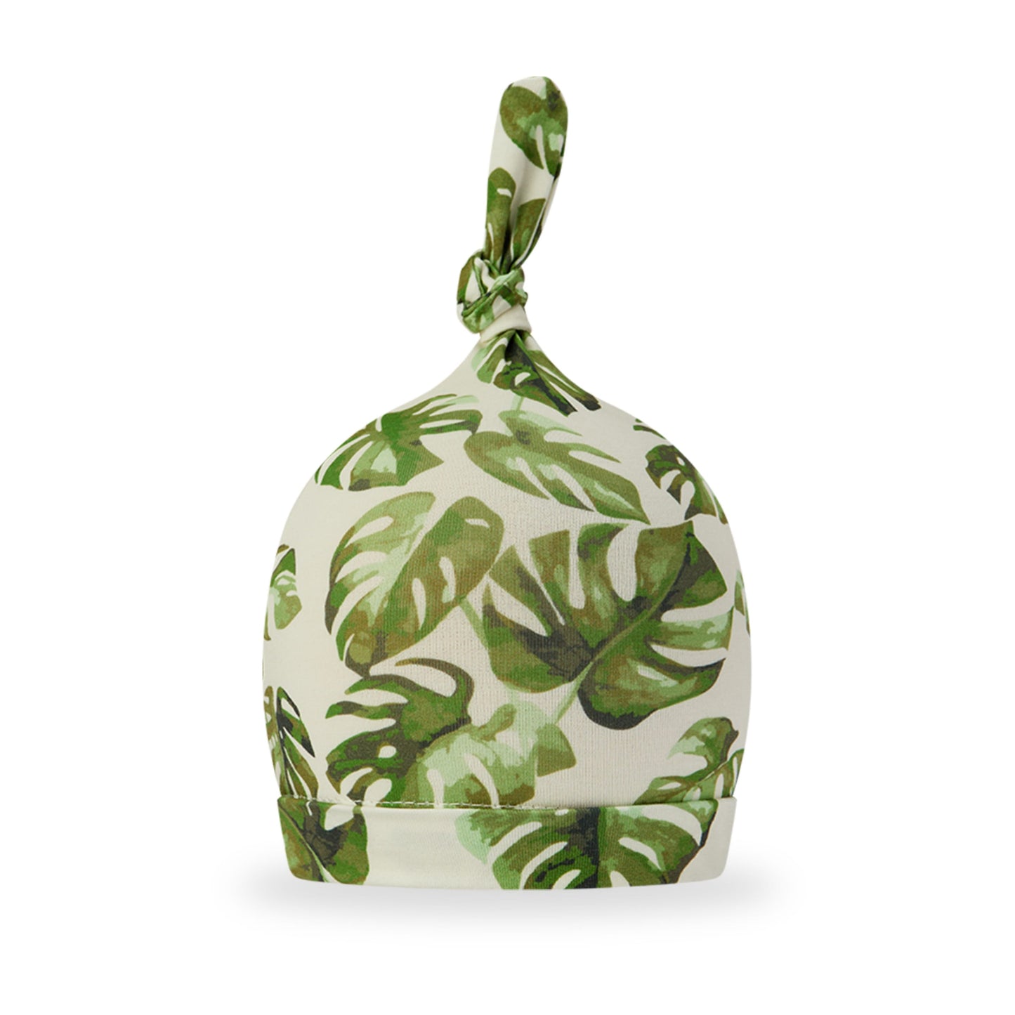 Island Leaf Cotton Stretch Knotted Beanie Hat