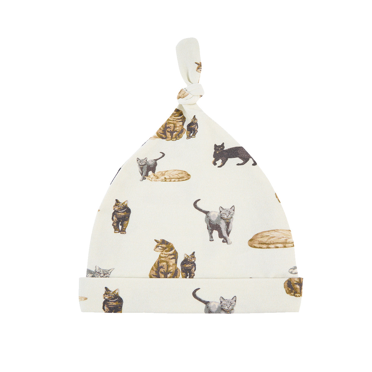 Cat Cotton Stretch Knotted Beanie Hat