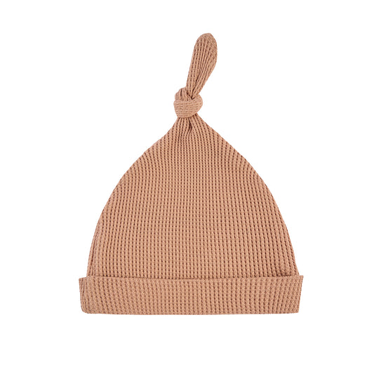 Tawny Rose Waffle Knotted Beanie Hat