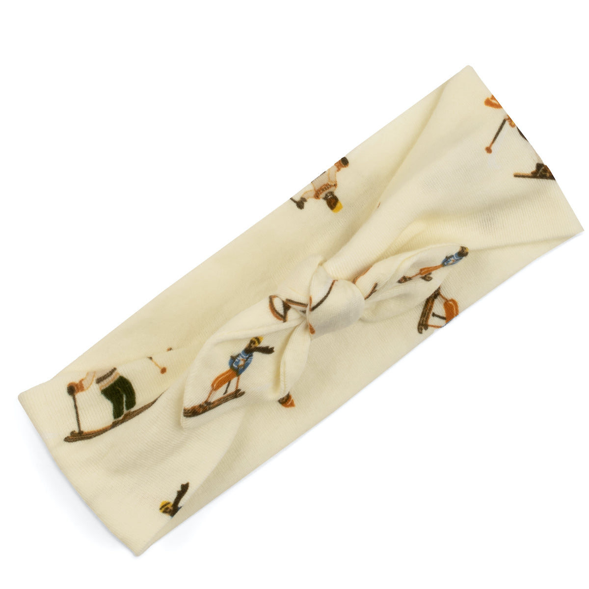 Milkbarn Kids Organic Knit Cotton Headband baby Accessories Headband in Natural Vintage Ski fabric Front