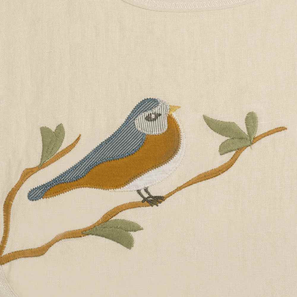 Organic Applique Bird Detail for the Applique Linen Bib