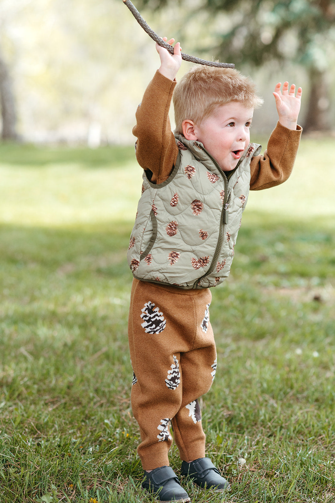 Pinecone & Hedgehog Knitted Birdseye Jacquard Sweatpants
