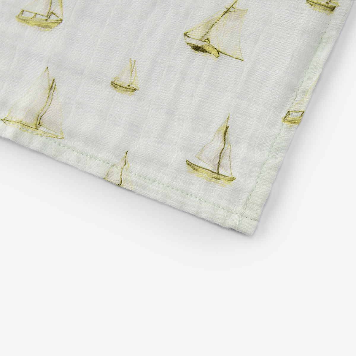 Sailboat Melody Organic Cotton Two-Piece Burp Cloth Set