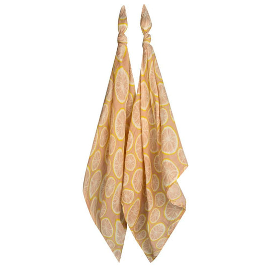 Newborn and Baby Organic Cotton Burp Cloths or Burpies in the Grapefruit Citrus Print by Milkbarn Kids