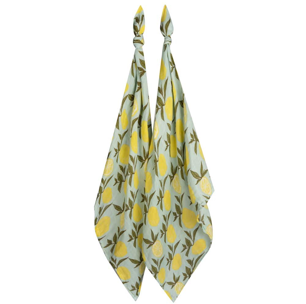 Newborn and Baby Organic Cotton Burp Cloths or Burpies in Lemon Citrus Print by Milkbarn Kids