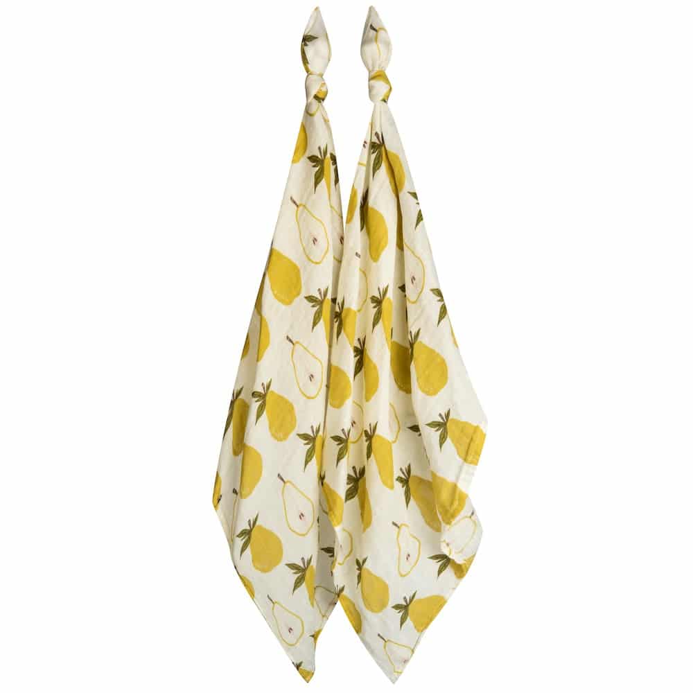 Newborn and Baby Organic Cotton Burp Cloths or Burpies in Pear Fruit Print by Milkbarn Kids