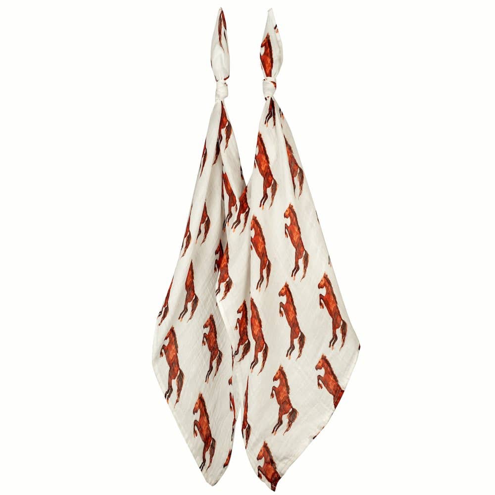 Milkbarn Kids Organic Cotton Burp Cloths or Burpies in the Natural Horse Print