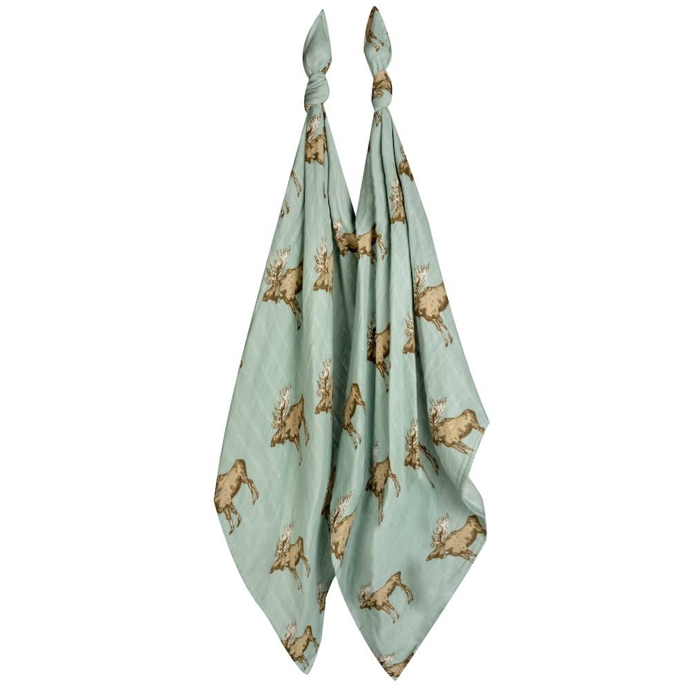 Newborn and Baby Bamboo Burp Cloths or Burpies in the Blue Moose Print by Milkbarn Kids