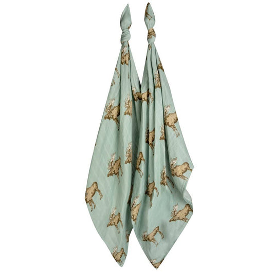 Newborn and Baby Bamboo Burp Cloths or Burpies in the Blue Moose Print by Milkbarn Kids