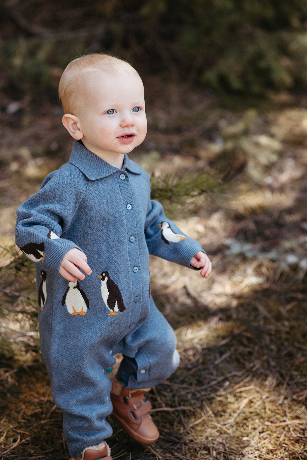 Penguin Family Knitted Collar Jumpsuit