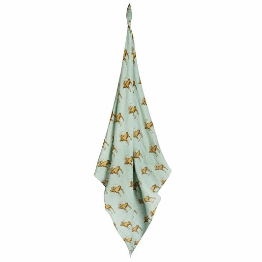 Milkbarn kids Swaddle Blanket in Bamboo Blue Moose Print