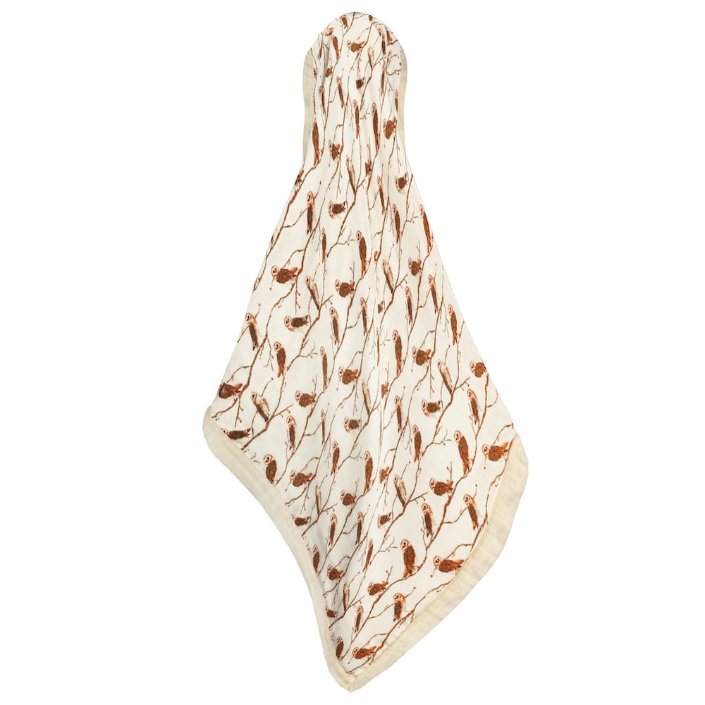 Owl Muslin Big Lovey Blanket by Milkbarn Kids