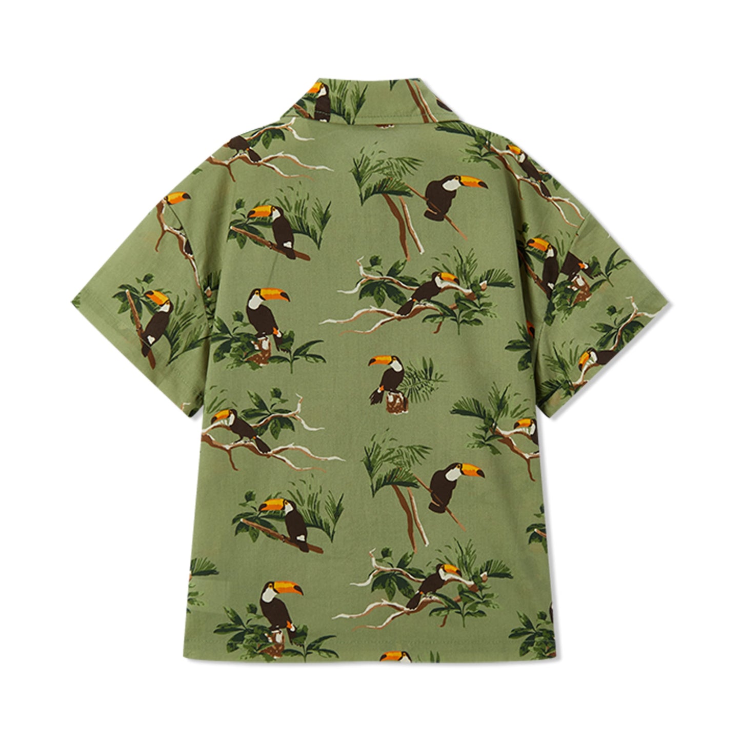 Toucan Collar Button-Up Shirt and Shorts Set