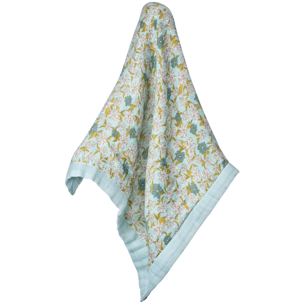 Mini Lovey Security Blanket in the Blue Floral Print by Milkbarn Kids Unfolded