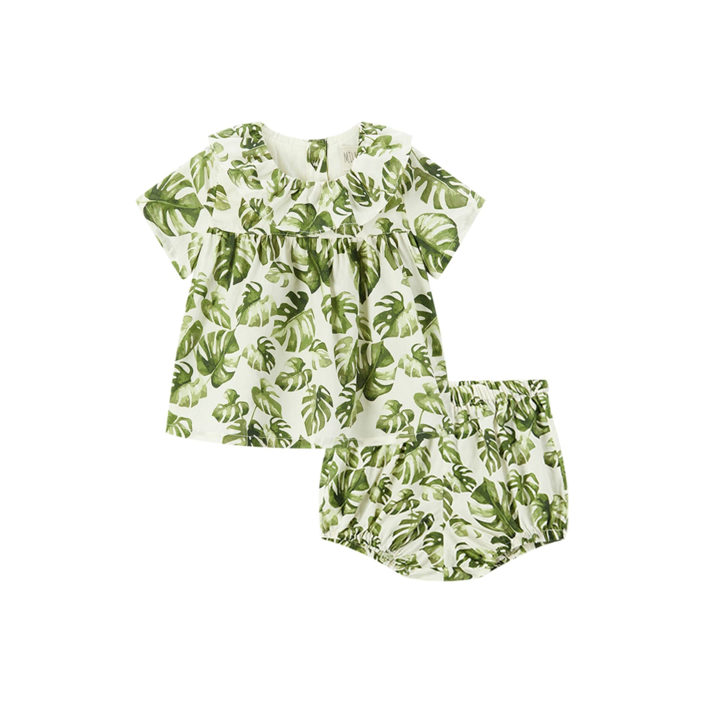 Island Leaf Butterfly Ruffle Dress & Bloomers