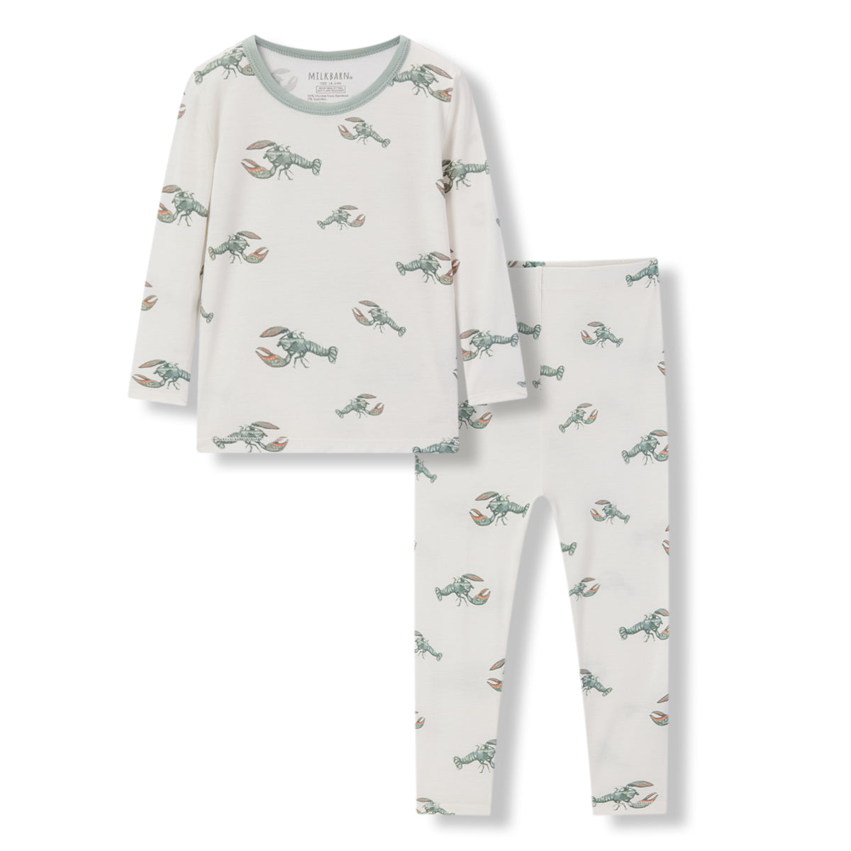 Mint Lobster Luxe Stretch Long Sleeve Two Piece Pajama Set