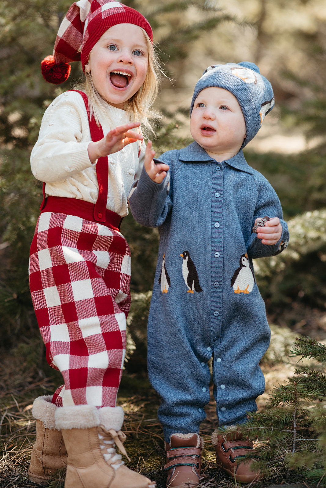 Penguin Family Knitted Collar Jumpsuit