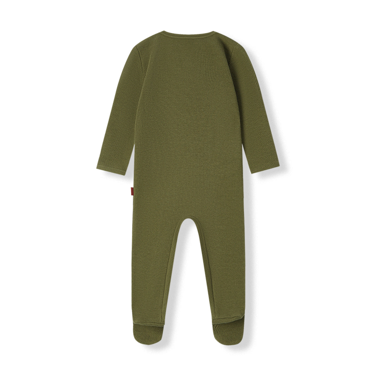 Olive Waffle Zipper Footed Romper