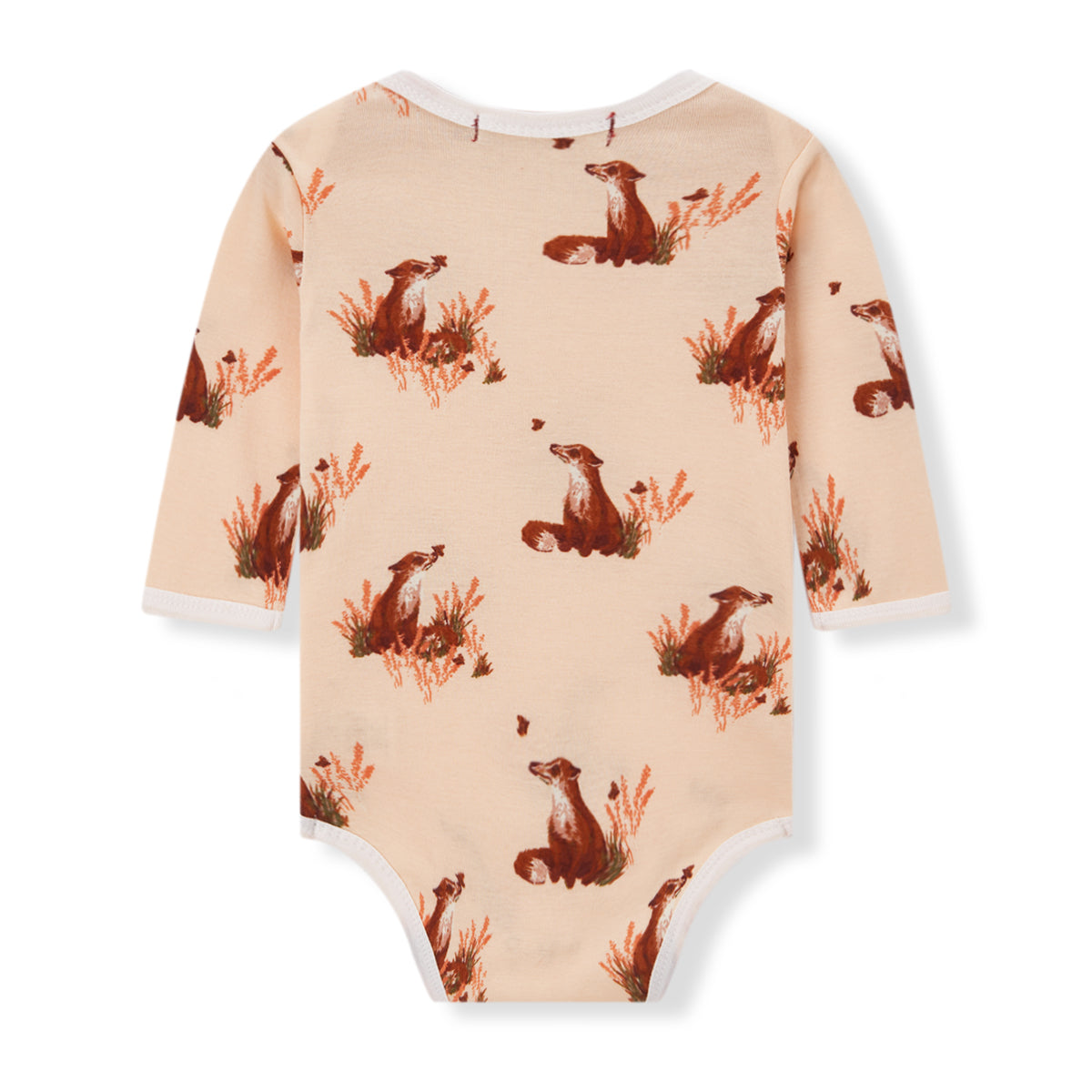 Milkbarn Kids Organic Knit Cotton Long Sleeve One Piece baby Apparel One Piece in Floral Fox fabric Back