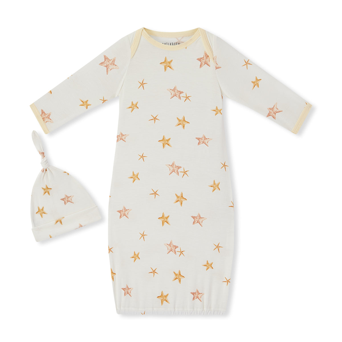 starfish dreams luxe stretch newborn gown hat set