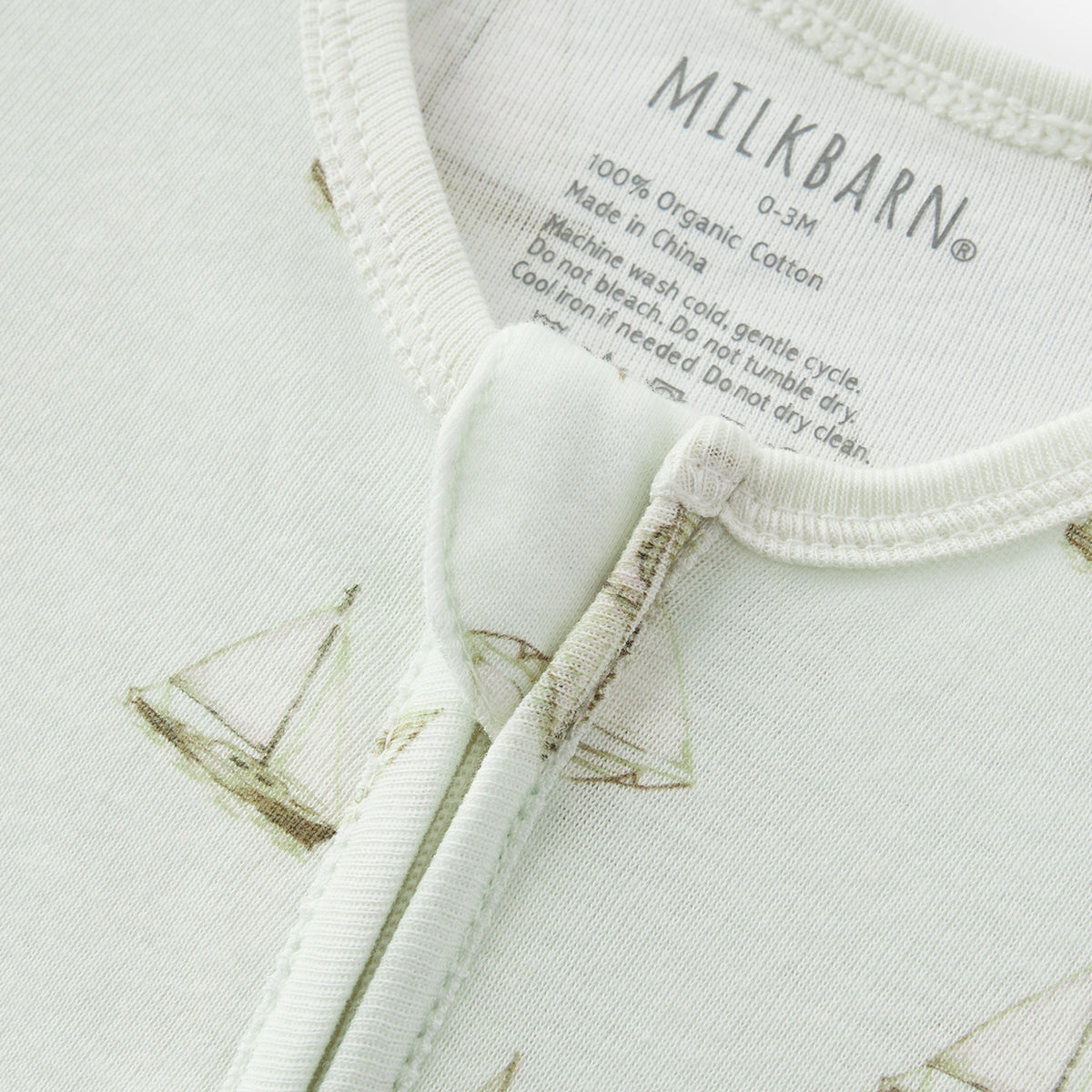 sailboat melody organic cotton zipper footed romper