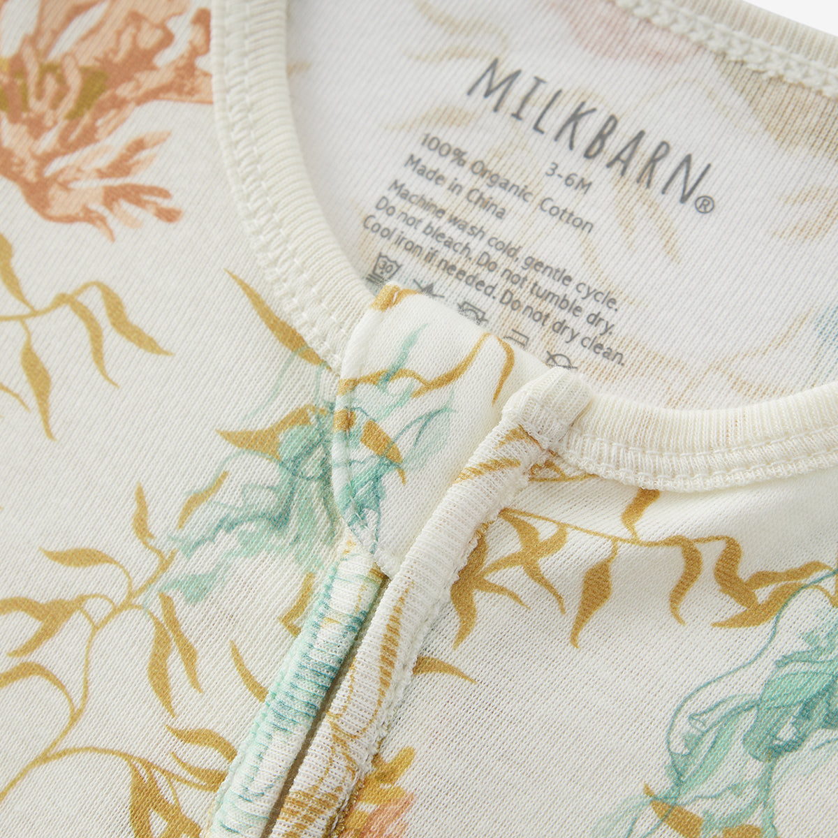 under the sea organic cotton zipper footed romper