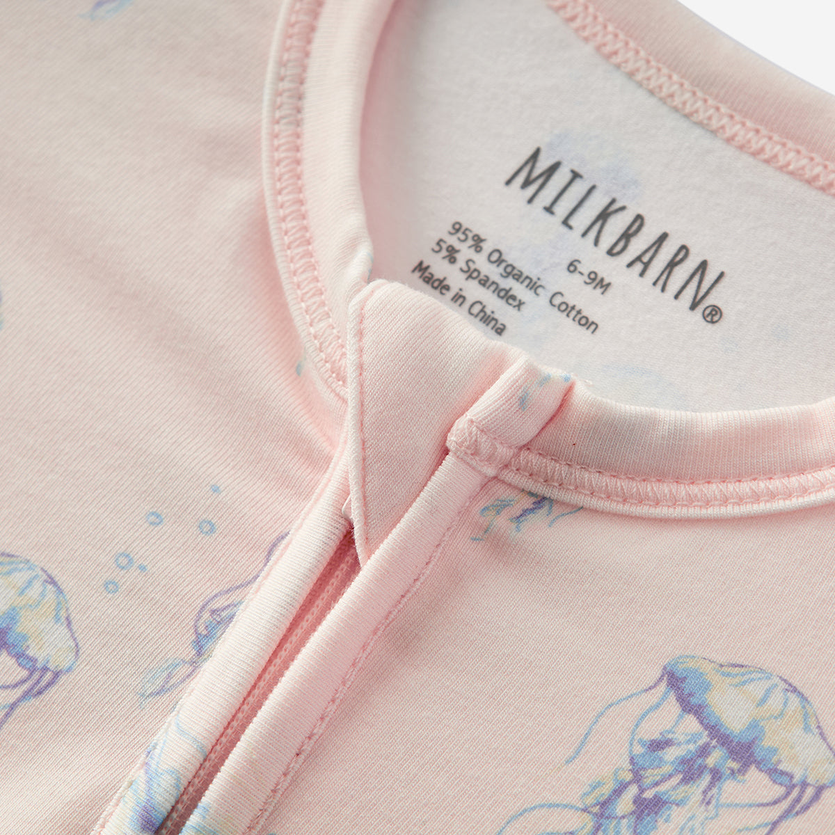 sunset jellyfish cotton stretch zipper footed romper